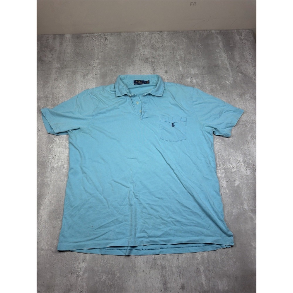 Polo Ralph Lauren Polo Shirts Mens Large Blue Cotton Classic Logo Embroidered
